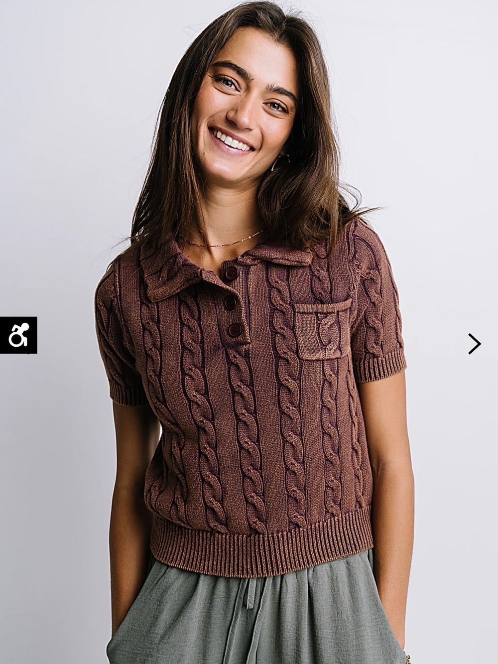 Bohme Halle Cable Knit Polo Sweater in Plum